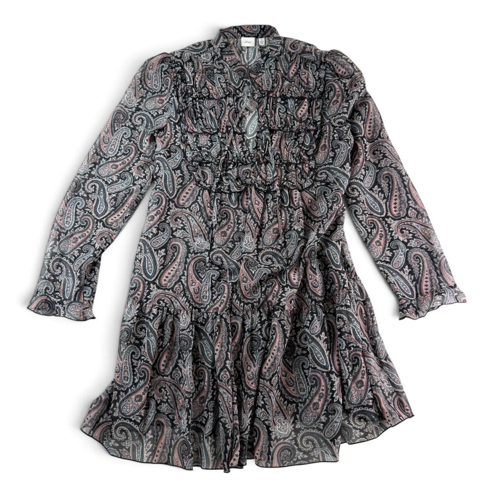 aritzia wilfred alessia dress sheer paisley ruffle small fairycore whimsigoth